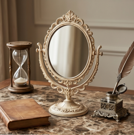 Vintage Style Oval Tabletop Mirror