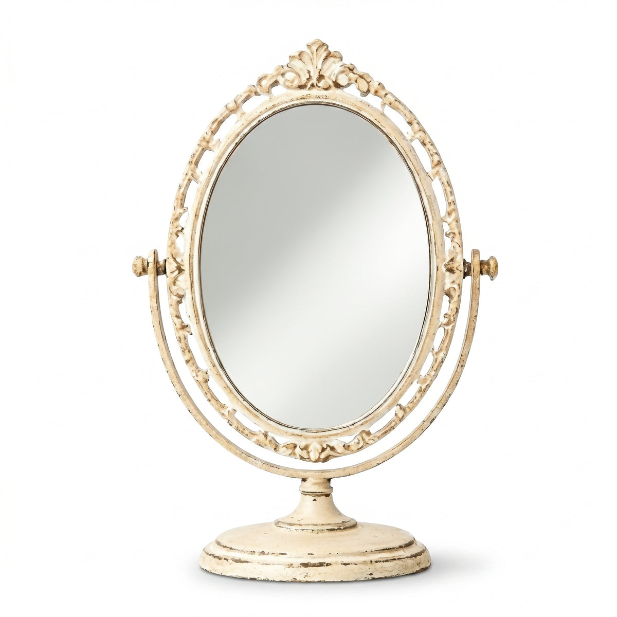 Antique Cream Oval Swivel Mirror