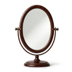 Dark Wood Oval Swivel Tabletop Mirror
