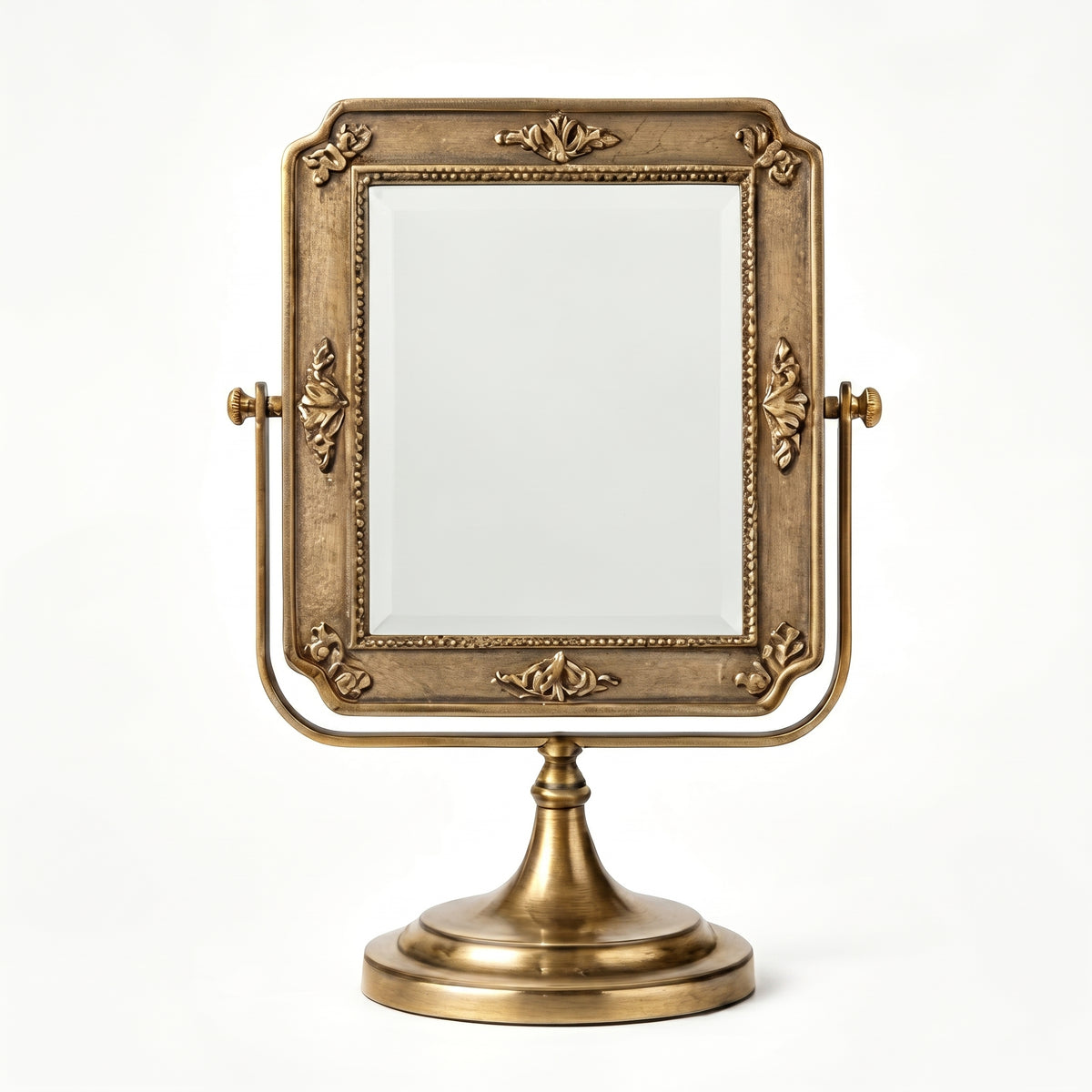 Vintage Bronze Finish Rectangular Swivel Tabletop Mirror