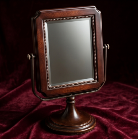 Dark Wood Rectangular Swivel Tabletop Mirror