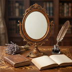 Ornate Bronze Finish Swivel Tabletop Mirror