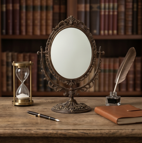 Antique Bronze Finish Oval Swivel Mirror