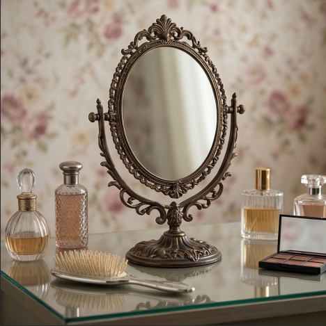 Antique Bronze Finish Oval Swivel Mirror