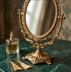 Ornate Gold Finish Swivel Tabletop Mirror