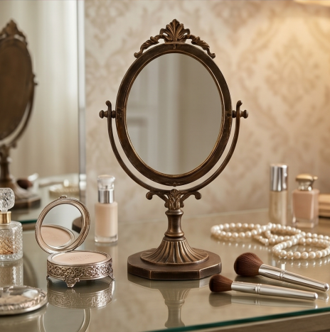 Classical Bronze Tabletop Swivel Mirror