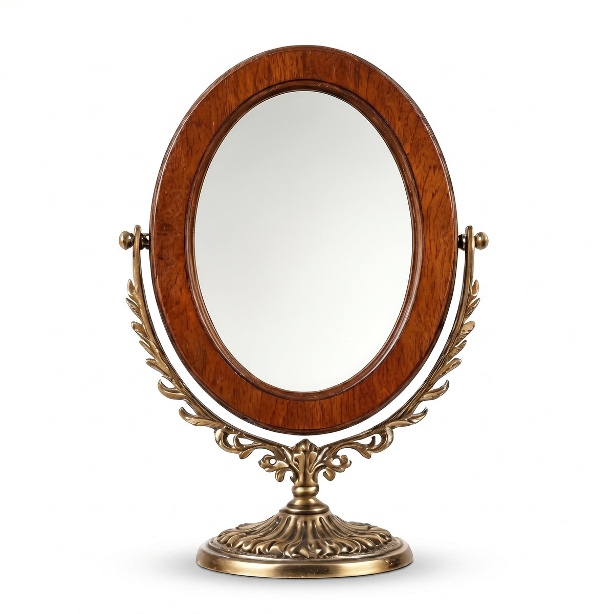 Wood-Frame Swivel Tabletop Mirror