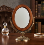 Wood-Frame Swivel Tabletop Mirror