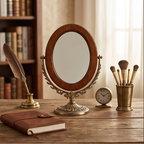 Wood-Frame Swivel Tabletop Mirror