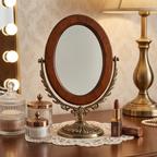 Wood-Frame Swivel Tabletop Mirror