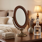 Wood-Frame Swivel Tabletop Mirror