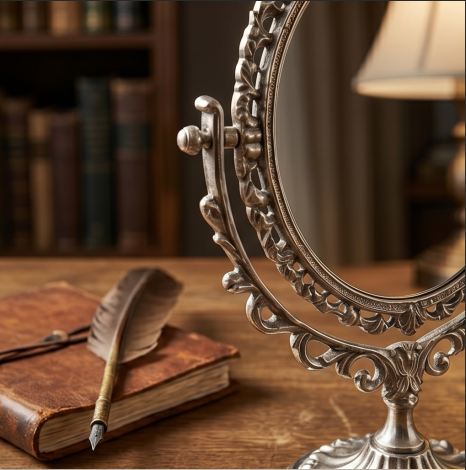 Vintage Silver Finish Swivel Tabletop Mirror